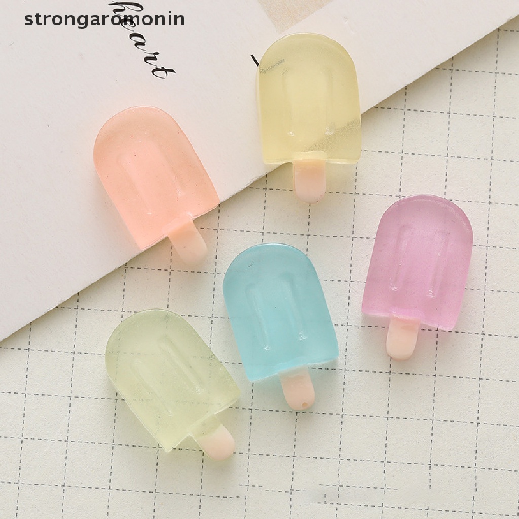 ST  5Pcs Miniature Luminous Ice Cream Cute Resin Ornament Car Decoration Accessories ST
