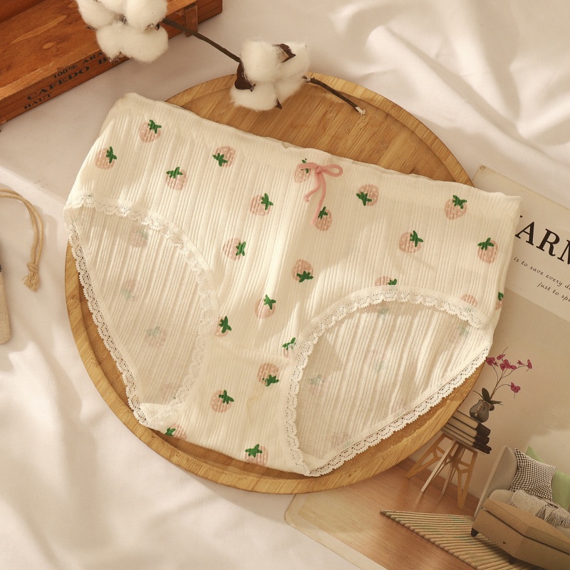 Quần Lót Cotton Nguyên Chất Thấm Hút Mồ Hôi Thoáng Khí In Họa Tiết Dễ Thương Cho Nữ