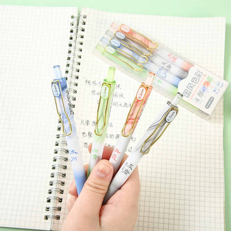 Set 4 Bút Bi Mực Đen Ngòi 0.5mm