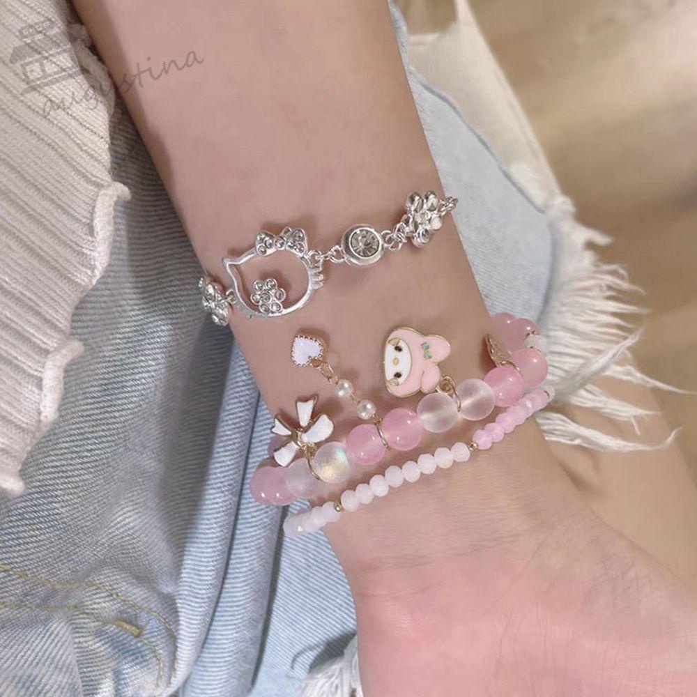 Áo Thun Nữ AUGUSTINA|Vòng Tay Chuỗi Hạt Tròn Hình Chú Chó Cinnamon Dễ Thương Cho Bé Gái