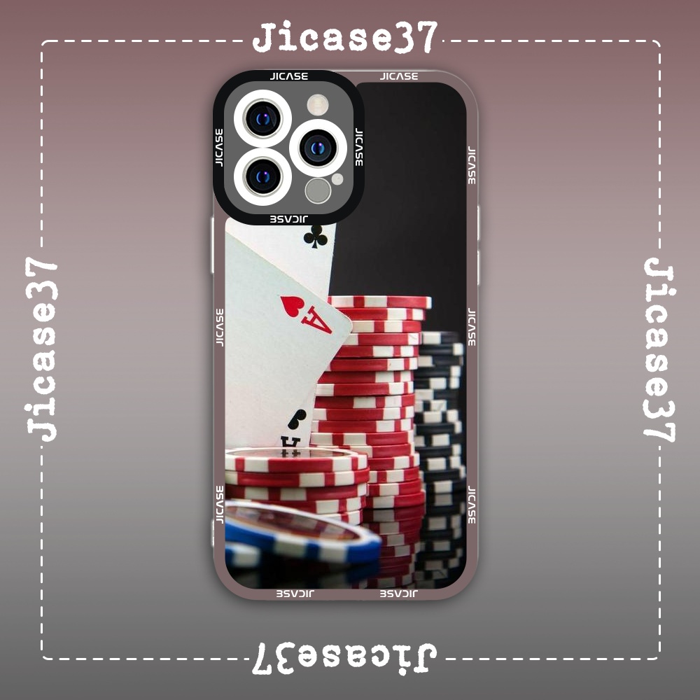 Ốp lưng iphone cạnh vuông WrightZ Bài Tây Cards Chíp Poker Digital Art