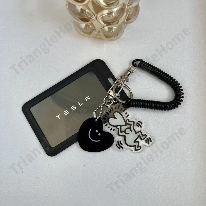 Ví Đựng Thẻ Truy Cập / Chìa Khóa Xe Hơi Tesla Màu Đen Trang Trí Trái Tim