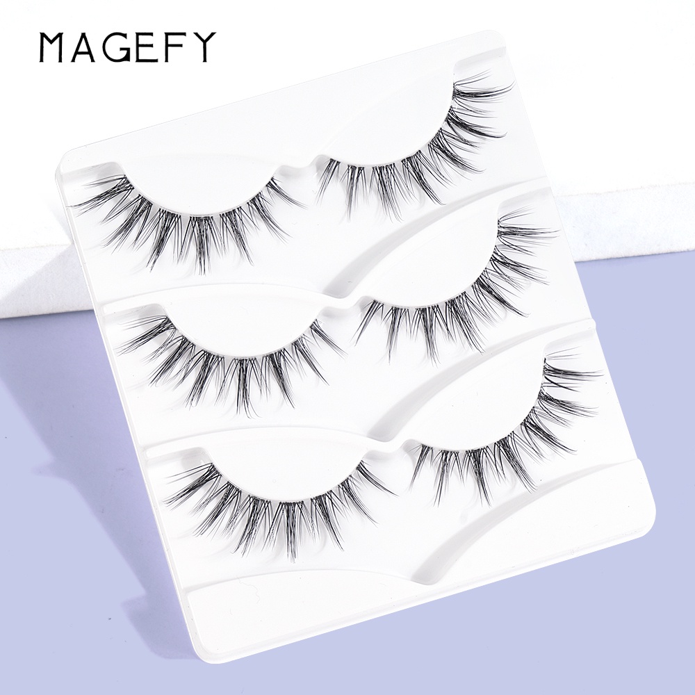 Set 3 Cặp Lông Mi Giả 3D Tự Nhiên Chống Nước Tái Sử Dụng Linh Hoạt