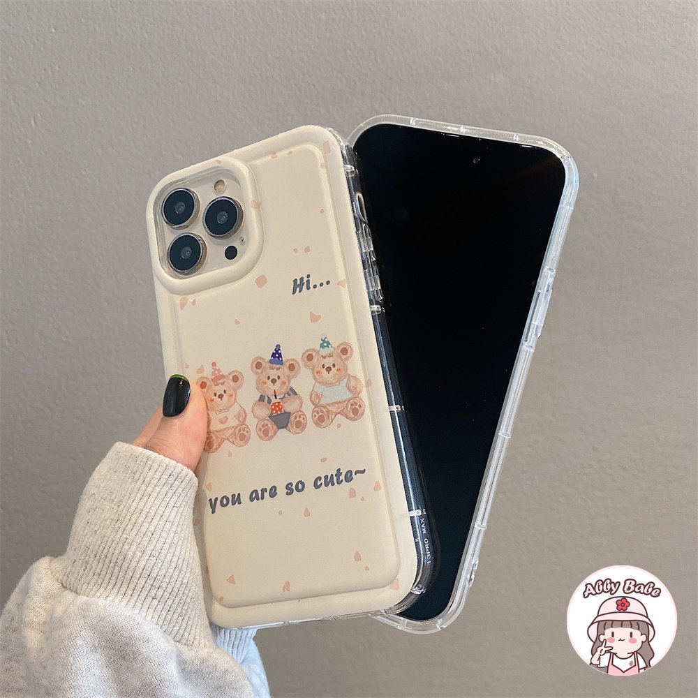 Ốp Điện Thoại TPU Dẻo Họa Tiết Hoạt Hình Chú Gấu &amp; Chữ Happy Birthday Dễ Thương Chống Bụi Cho IPhone 14 Pro Max 13 12 11 Pro Max