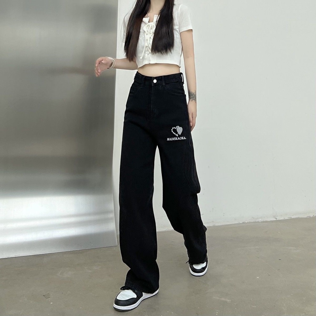 NZN Quần jeans Dài Lưng Cao Thời Trang Hàn Quốc Cá Tính Cho Nữ