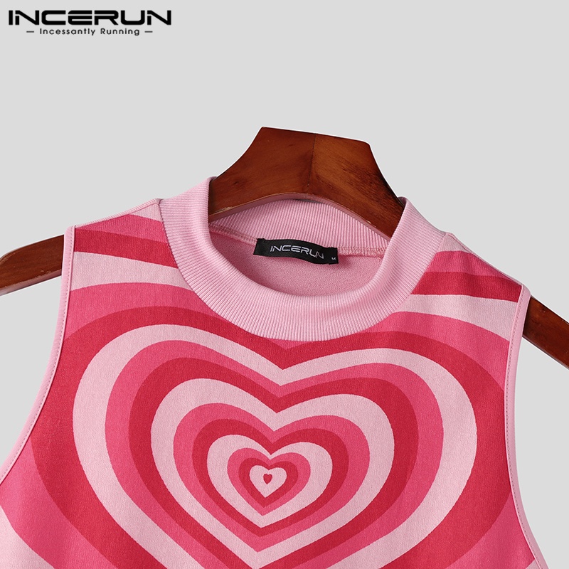 Áo ba lỗ INCERUN in hình trái tim thời trang năng động dành cho nam