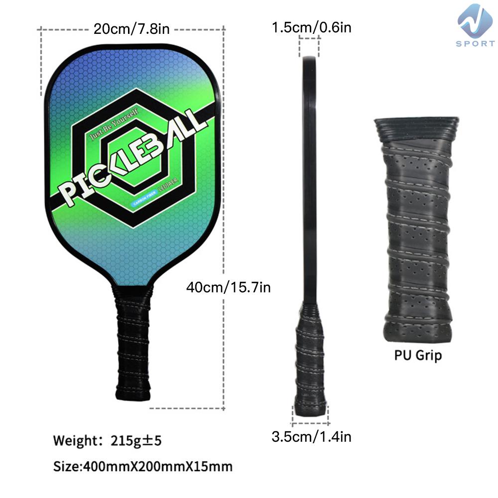 Set 1 Vợt Và 2 Quả Bóng Đánh Pickleball Bằng Sợi Carbon Siêu Nhẹ