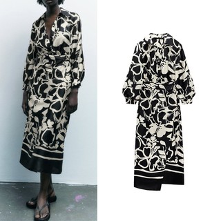 Zara Đầm Cổ Chữ V Ôm Eo In Họa Tiết Thời Trang Mùa Xuân Cho Nữ 2497102