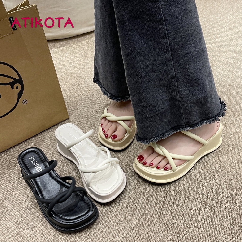 Dép sandal nữ ATIKOTA đế dày mềm mại thoải mái phong cách niche thời trang đi biển
