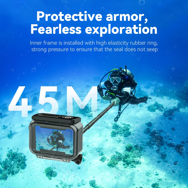 TELESIN 45M Waterproof Housing Case For DJI Action 3 Heat Sinking Underwater Case High Strength Protector Cover For Action 3