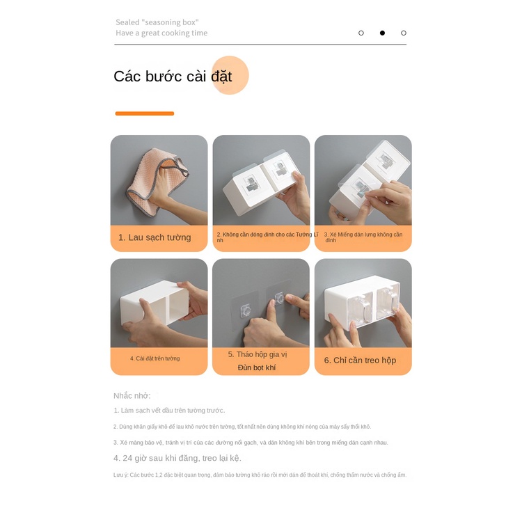 Hũ đựng gia vị có thìa thông minh,set 3 hũ đựng gia vị,Giá Đựng Gia Vị Gắn Tường Chống Ẩm Tiện Dụng Cho Nhà Bếp