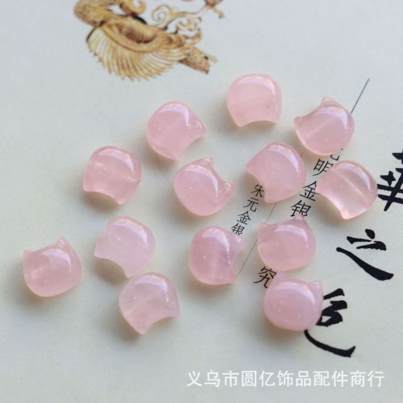 1 Chuỗi Hạt Thạch Anh Tự Nhiên Hình Mèo Dễ Thương Dùng Làm Trang Sức diy