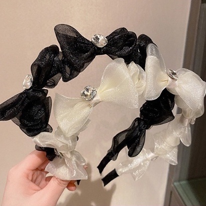 Bờm/Cài tóc đính đá phối nơ dành cho phái nữ