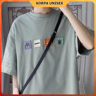 Áo thun tay lở form rộng thêu logo hình vuông - Unisex nam nữ đều mặc được