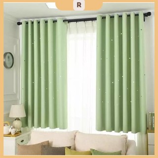 Rèm khoen lỗ 4.5cm, khoen ri đô 3.4cm, dán tường mẫu NGÔI SAO XINH XANH lá nhiều kích thước