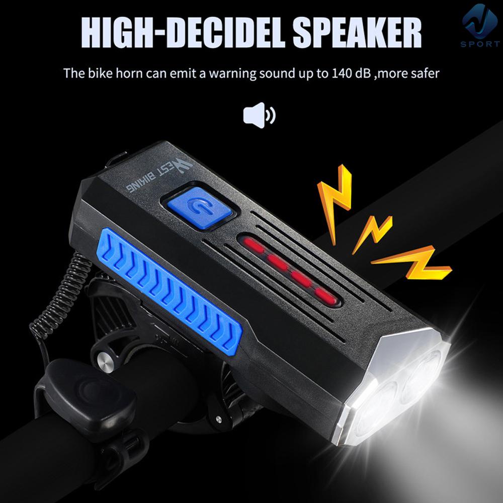 Đèn USB 1000 Lumens 360 Độ Dành Cho Xe Đạp° Đèn Pha Xe Đạp Đế Xoay Tích Hợp Còi Tiện Dụng