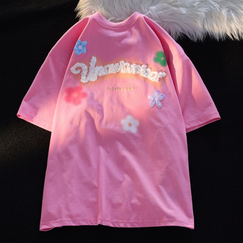 Áo Thun Tay Ngắn 100% cotton 200g In Họa Tiết Mới + Khăn Thêu Cho Nữ