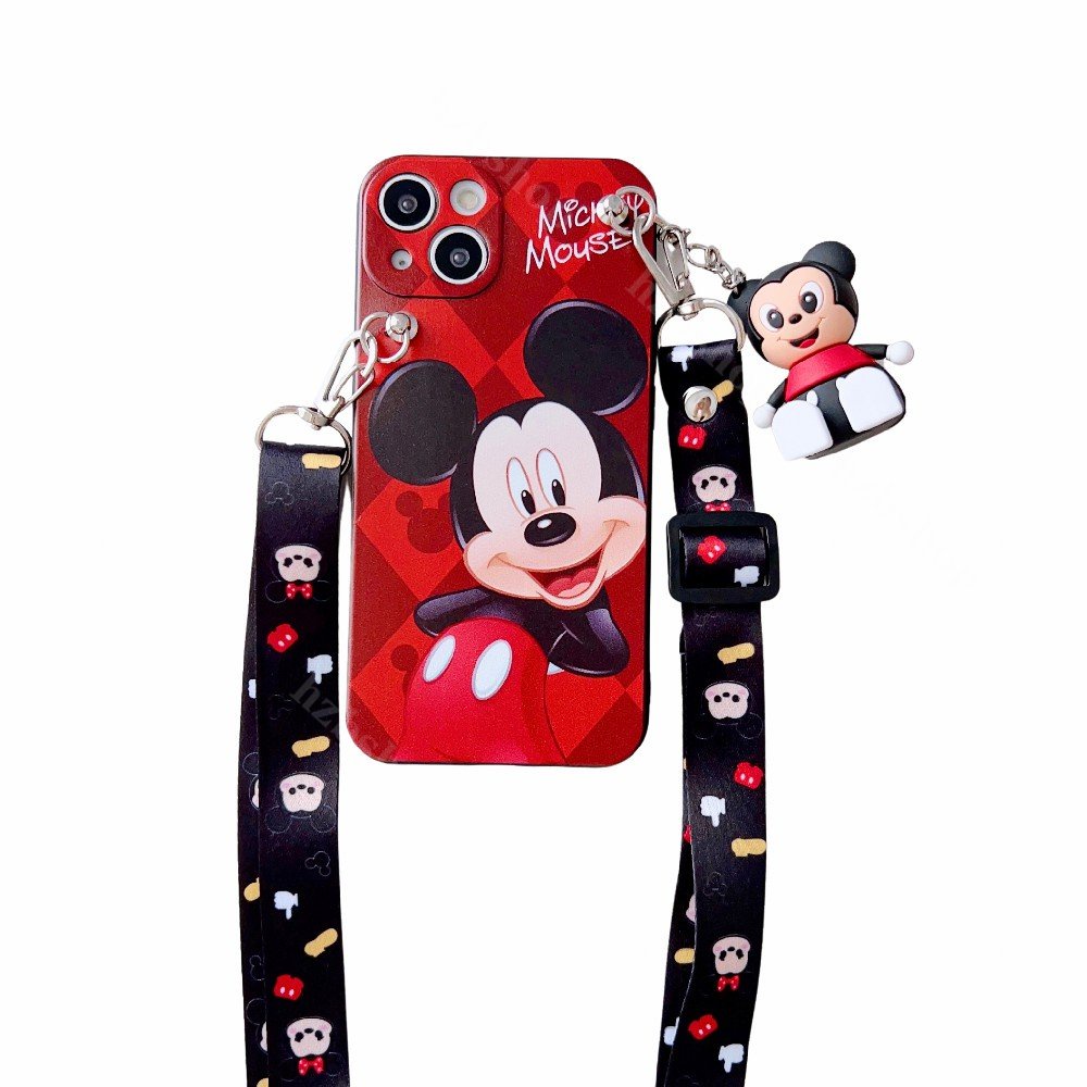 Ốp Điện Thoại Mềm In Hình Mickey / Minnie Có Dây Đeo Cho VIVO V25 V20 V15 V11 Pro V25E V21E V11i V9 V7 V5 S1