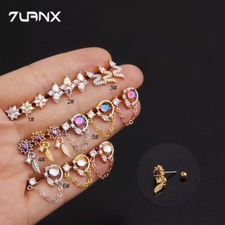 7uanX 1 Khuyên Tai Helix Rook Bằng Thép Không Gỉ Đính Đá Zircon Nhiều Màu Sắc Thời Trang Cho Nữ 20Gauge