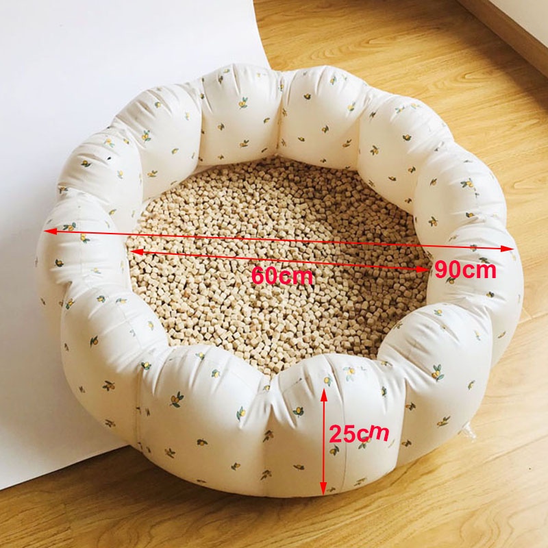 Bể bơi Bơm Hơi 90cm Bằng PVC Mềm Hình Tròn Có Hàng Rào Chắn Ngoài Trời Cho Bé Chơi