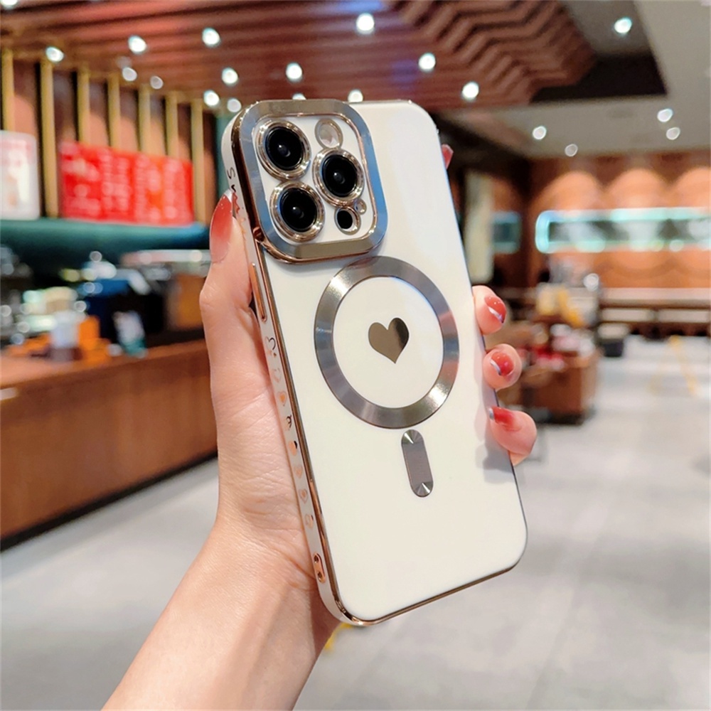 Ốp Điện Thoại Dẻo Họa Tiết Trái Tim Xinh Xắn Chống Sốc Cho iPhone 14 13 12 11 Pro Max