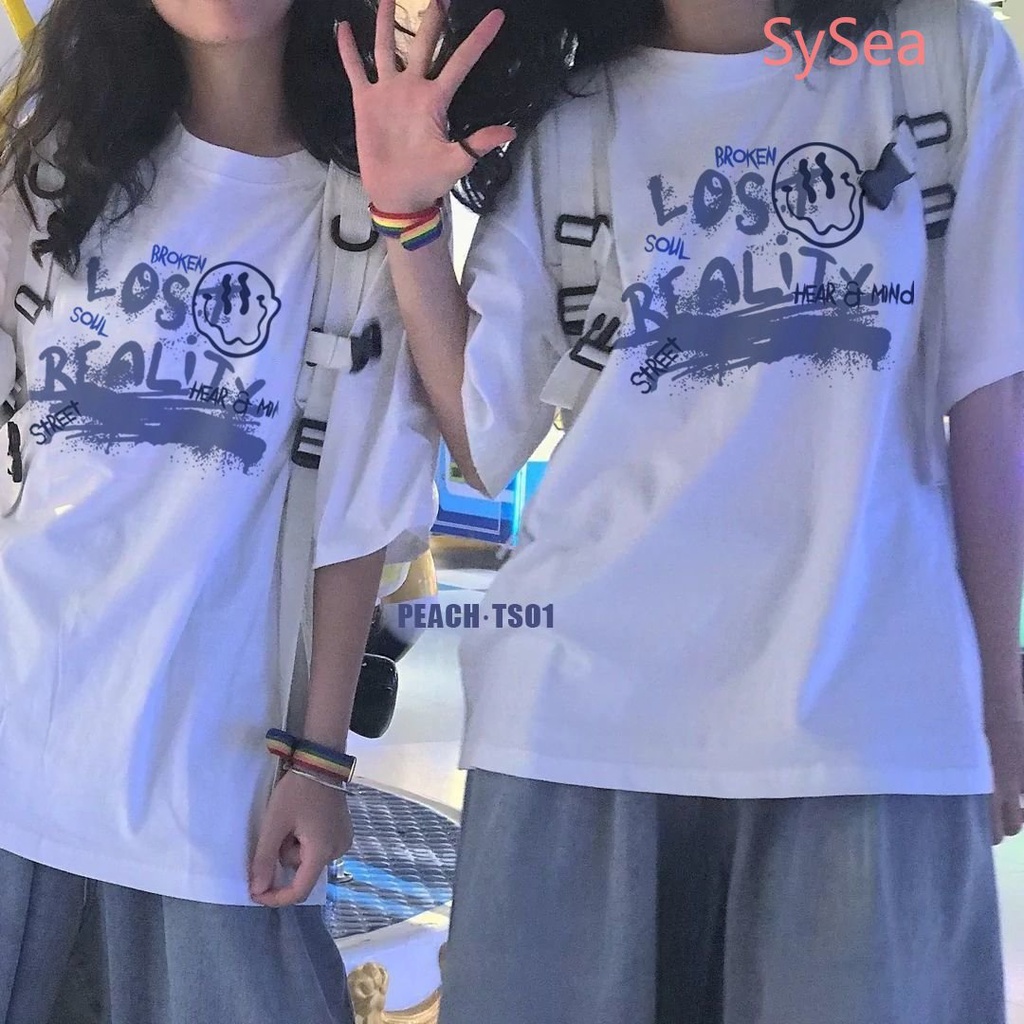 Áo Thun Dáng Rộng Cổ Tròn In Chữ Kiểu Hàn Quốc Thời Trang Mùa Hè Cho Nữ