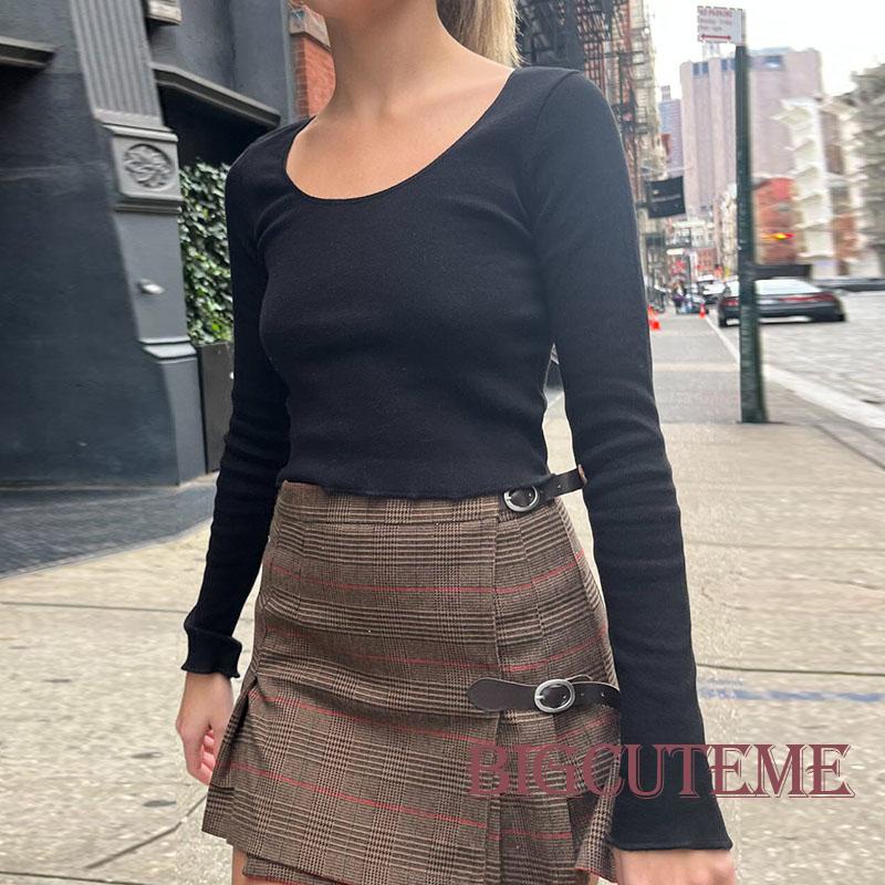 Áo Croptop Tay Dài Màu Sắc Thời Trang Dành Cho Nữ