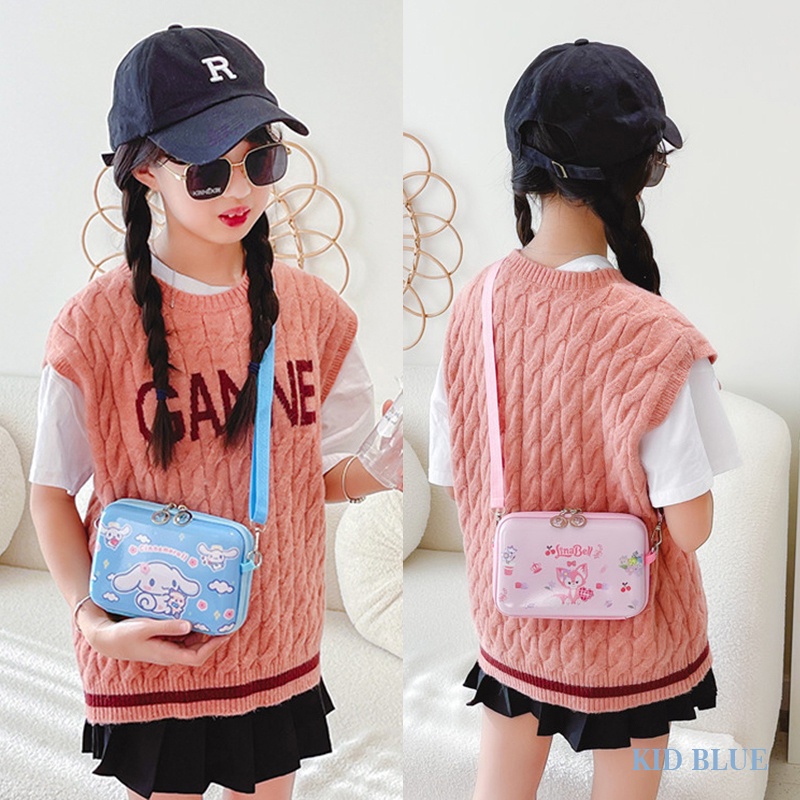 Túi Đeo Chéo Hình Vuông Nhỏ Họa Tiết Hoạt Hình Dễ Thương Cho Bé Gái