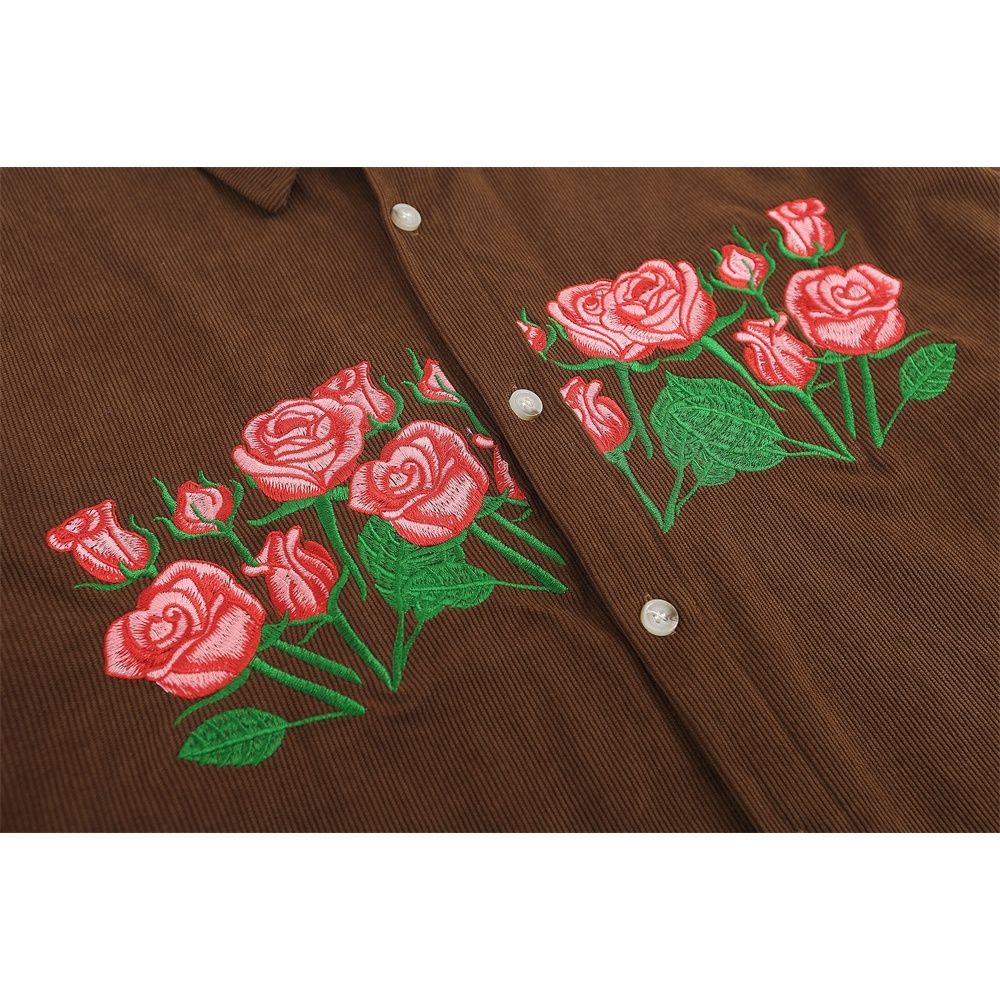 Áo Sơ Mi Nhung Kẻ Thêu Hoa Thời Trang Mùa Hè Giản Dị Dành Cho Nữ Và Nam