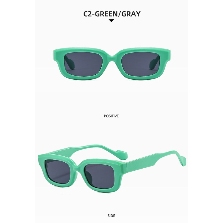 Kính Mát Gọng Vuông Nhỏ Bằng Kim Loại Màu Xanh Lá Phong Cách Cổ Điển Thời Trang Unisex 2023