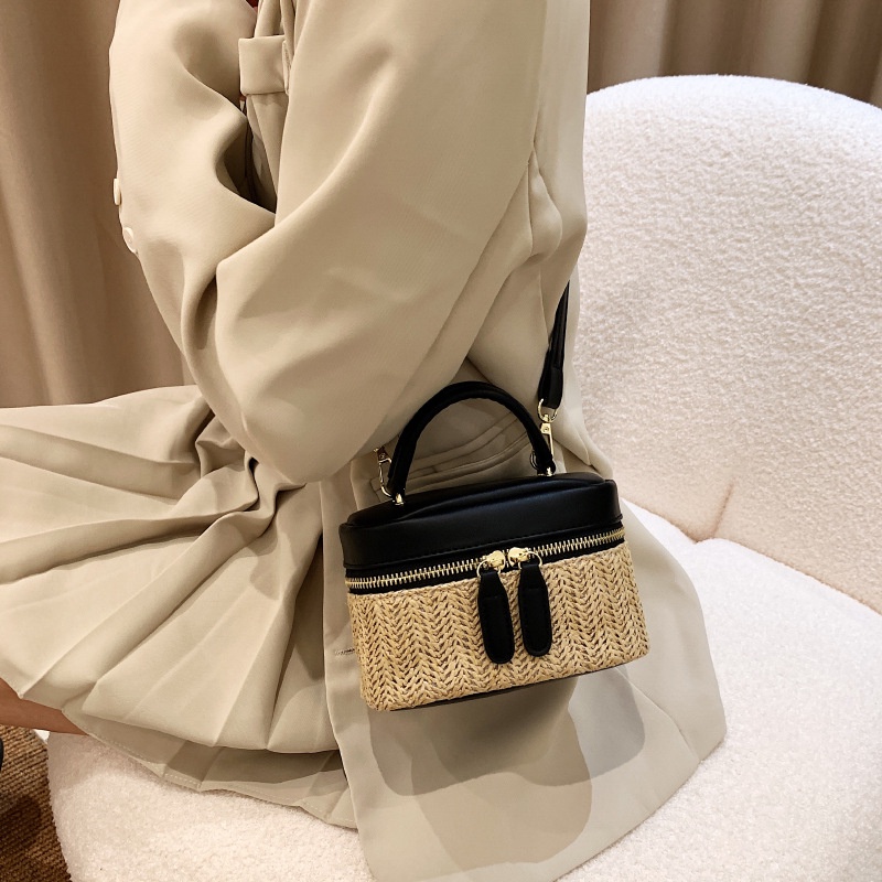 Túi Xách Cói Có Khóa Kéo Đựng Son Môi Màu Sắc Thời Trang Mới Cho Nữ