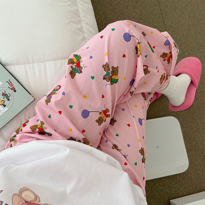 Quần Ngủ Dài Dáng Rộng In Hoạt Hình Phong Cách Hàn Quốc Xinh Xắn Cho Nữ