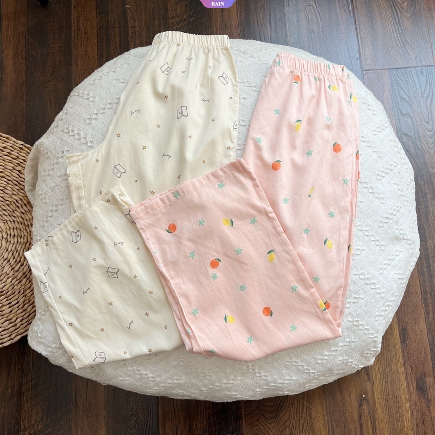 Ins Quần Dài Dáng Rộng Eo Co Giãn In Họa Tiết Đơn Giản Phong Cách Harajuku Mùa Hè Cho Nữ