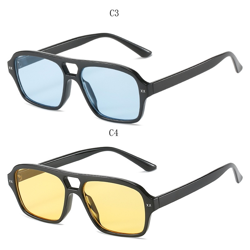 Kính Mát Gọng Vuông Đính Đinh Tán Chống Tia UV400 Phong Cách Cổ Điển Thời Trang Cho Nữ 70s