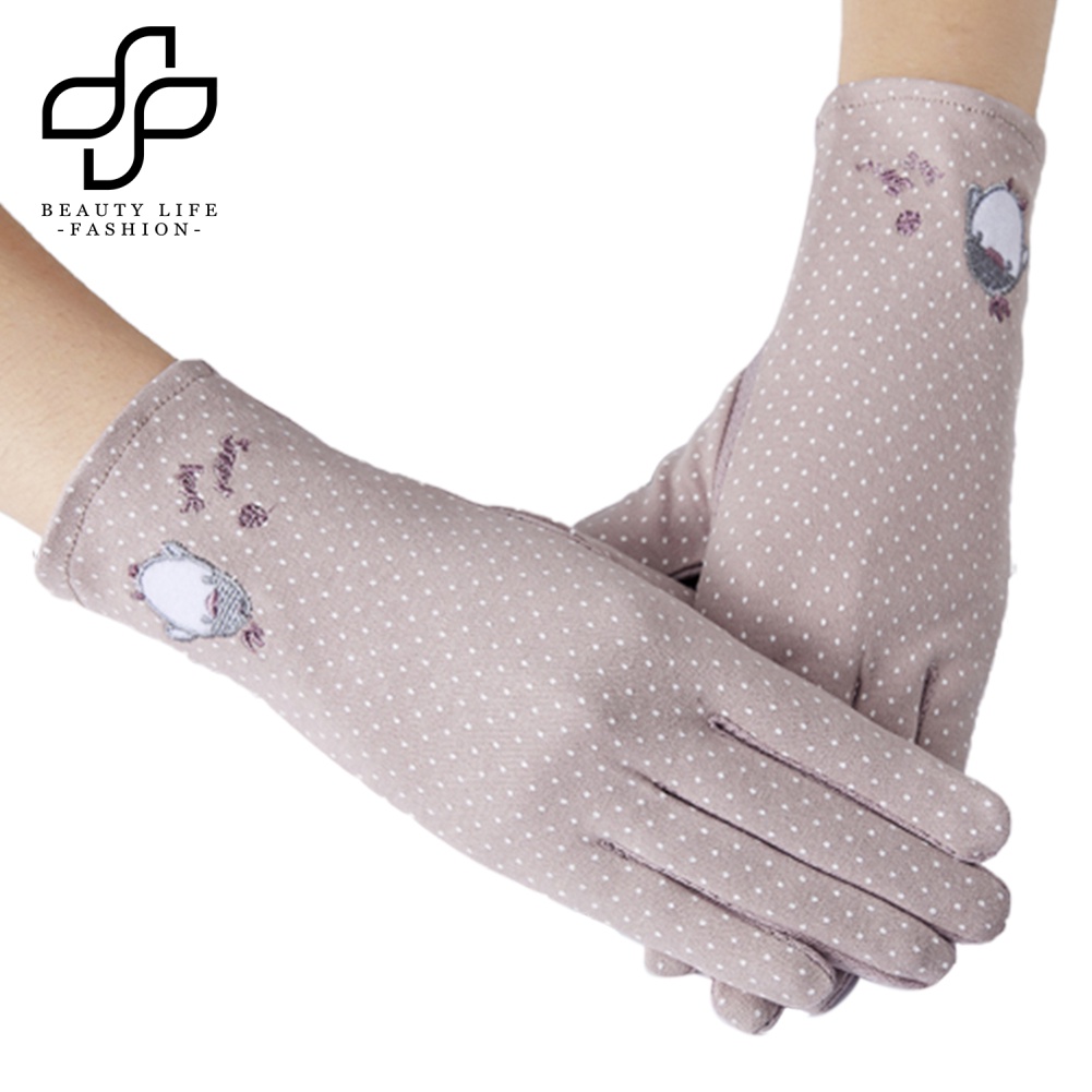 Găng Tay Cotton Mỏng Chống Tia UV Chống Trượt Hình Tai Thỏ Dùng Được Màn Hình Cảm Ứng Dành Cho Nữ