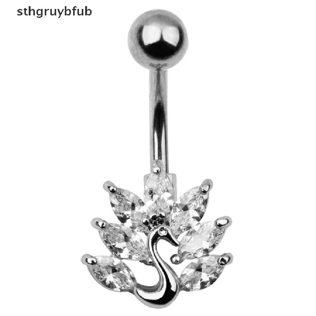 Khuyên RốN HìNh Đuôi Công ĐíNh Đá BằNg ThéP Không Gỉ