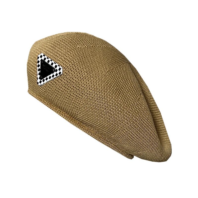 Mũ nồi beret tag tam giác kẻ caro mỏng thời trang xuân hè dành cho nữ
