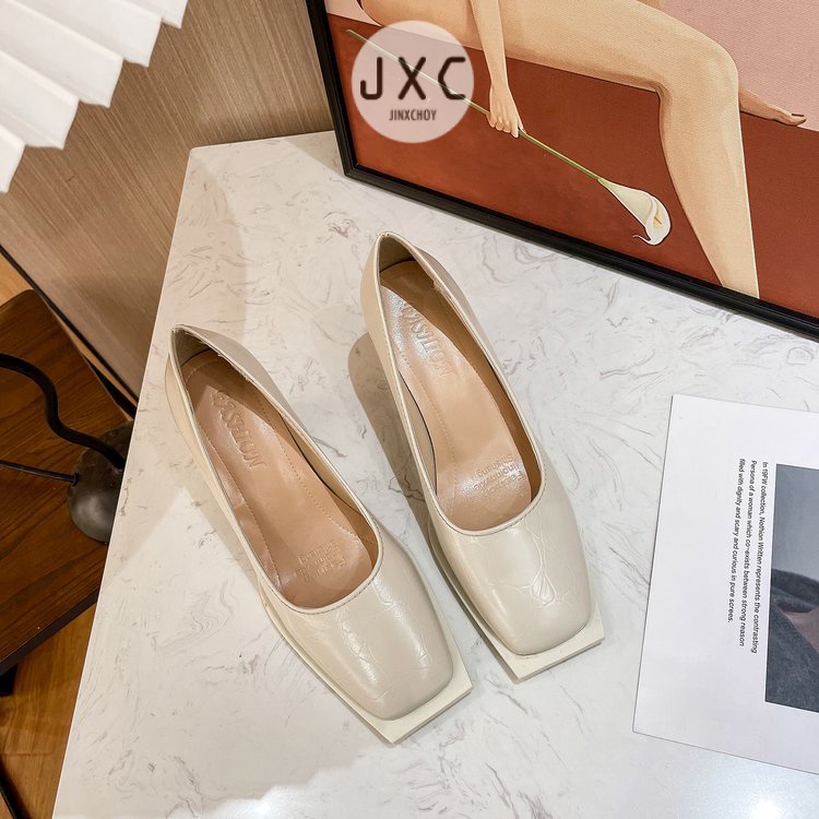 JINxCHOY Giày cao gót JINXCHOY mũi vuông thiết kế đơn giản thời trang dành cho nữ