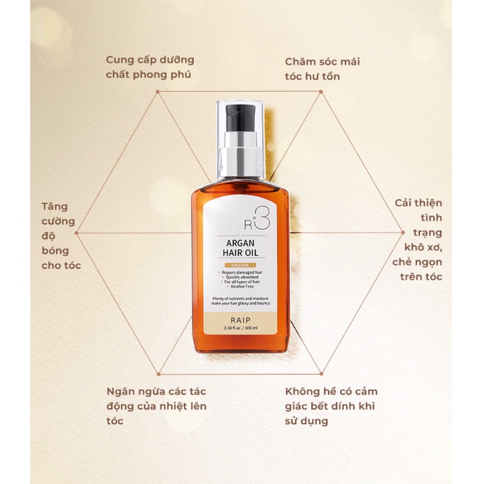 Tinh Dầu Dưỡng Tóc Bóng Mượt Raip R3 Argan Hair Oil 100ml - ORIGINAL