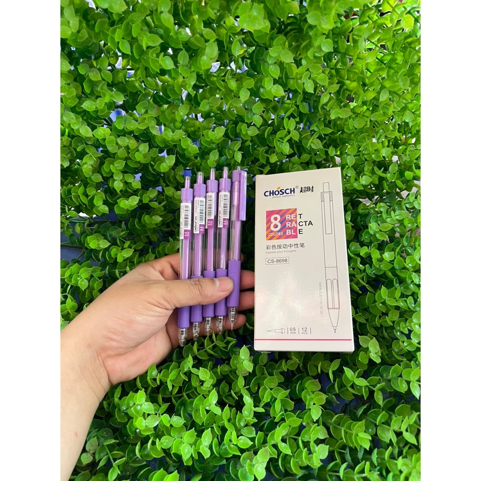 Bút Bấm Tím Xanh Đỏ Đen - Bút Gel Bấm Chosch CS-8698 DCHT