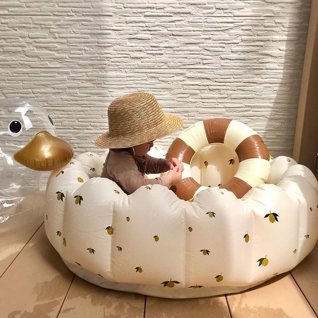 Bể bơi Bơm Hơi 90cm Bằng PVC Mềm Hình Tròn Có Hàng Rào Chắn Ngoài Trời Cho Bé Chơi