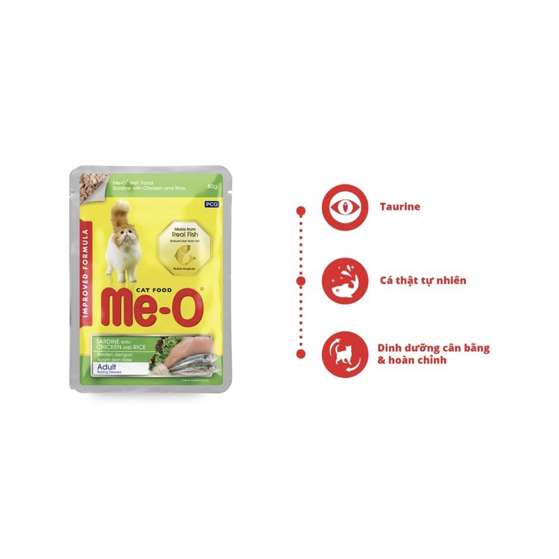 Thức ăn cho mèo Pate me-o gói 80g