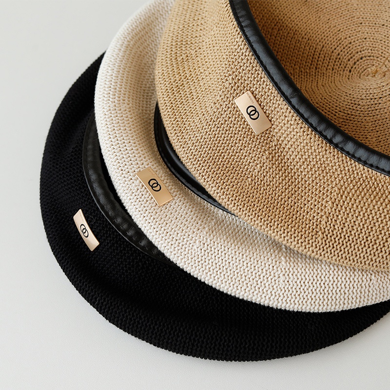 Mũ beret hè chất liệu lưới thông thoáng khí tag kim loại mới phong cách Hàn Quốc