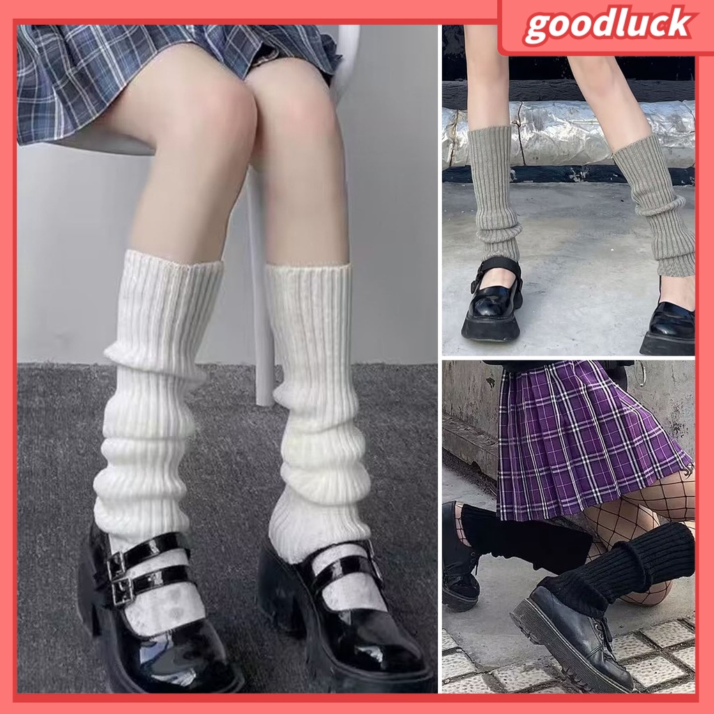 1 Đôi Găng Tay Dệt Kim Dày Giữ Ấm Chân Màu Trơn Phong Cách Nhật Bản Ngọt Ngào Cho Nữ