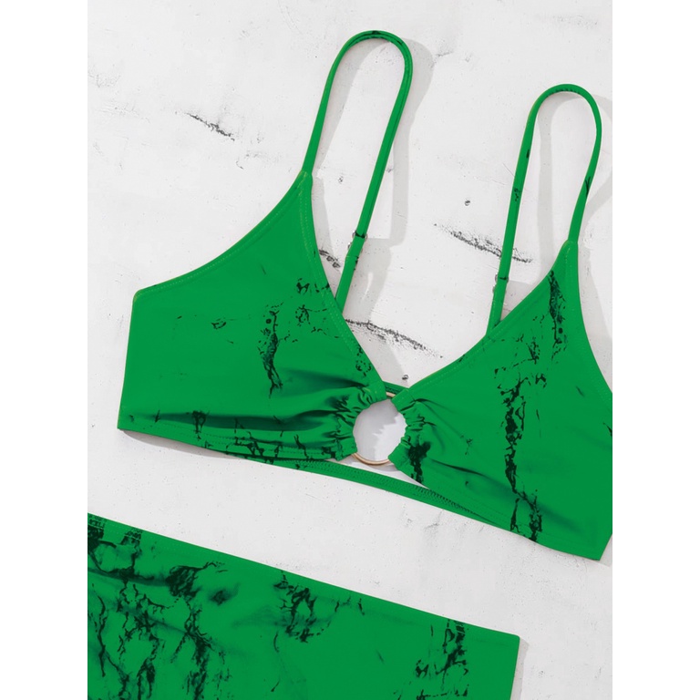 Bộ Đồ Bơi Ba Mảnh Không Tay In Họa Tiết Thời Trang Quyến Rũ Dành Cho Nữ