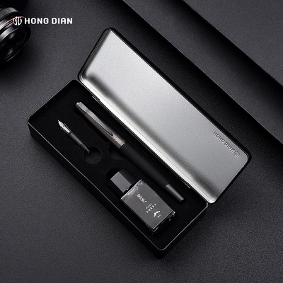 Bút Máy Hongdian 6013 Màu Đen Mờ Bằng Titan Kèm Hộp Kim Loại Đẹp Mắt