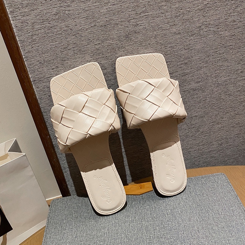 Dép Bít Mũi Vuông Đế Bằng Thanh Lịch Hợp Thời Trang Cho Nữ