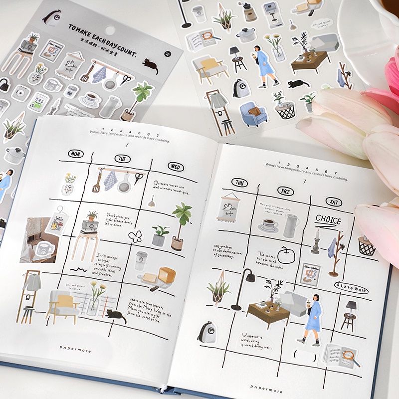 1 Tờ Sticker Dán Trang Trí Sổ Tay Hình Cô Gái Hoạt Hình Dễ Thương