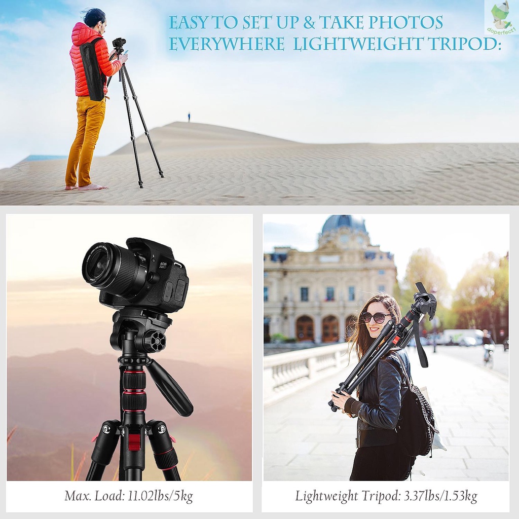 Andoer 2-in-1 Photography Tripod Monopod Stand Aluminium Alloy 360° Rotatable Ball Head 200cm Max. Height 5kg Load Capac   Came-6.5