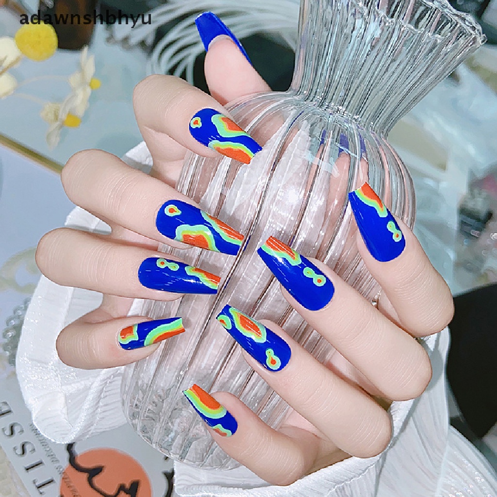 Bộ 24 Móng Tay Giả Màu Gradient Cực Quang Dùng Để Múa Ba Lê